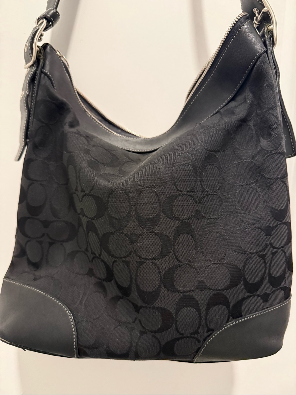 Coach Black Signature Shoulder Hobo Bag